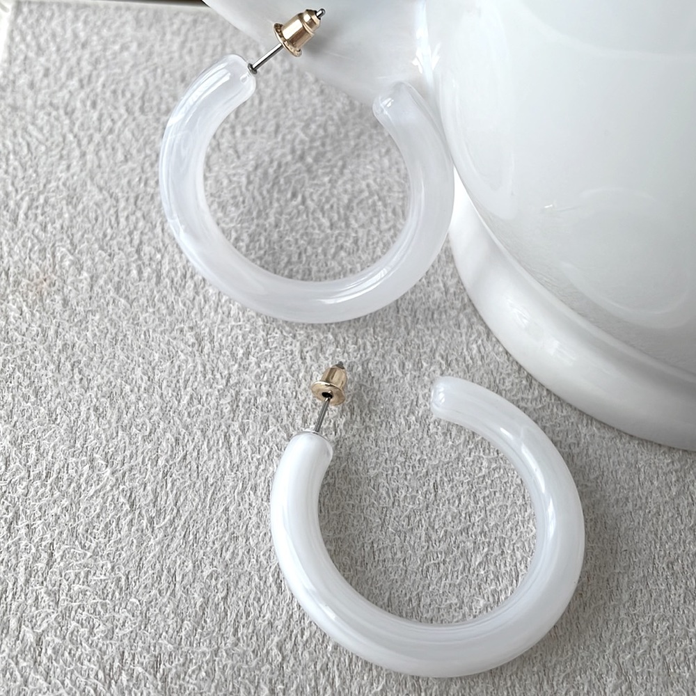 NEW White open hoops